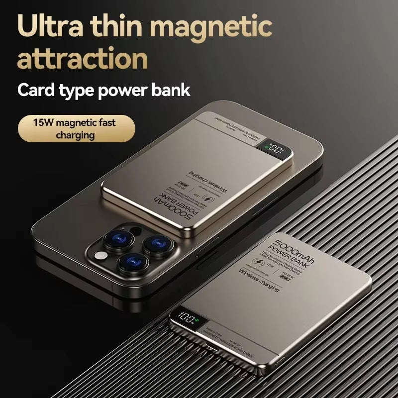 10000Mah Ultra-Thin Power Bank Magnetic Wireless Digital Display Fast Charging External Battery for Magsafe for Iphone