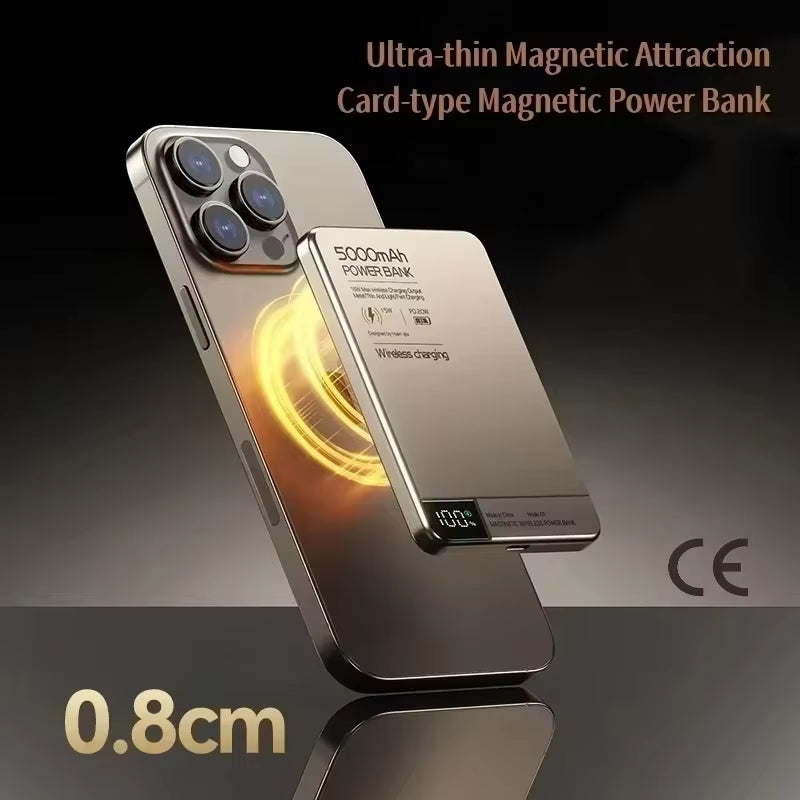 10000Mah Ultra-Thin Power Bank Magnetic Wireless Digital Display Fast Charging External Battery for Magsafe for Iphone