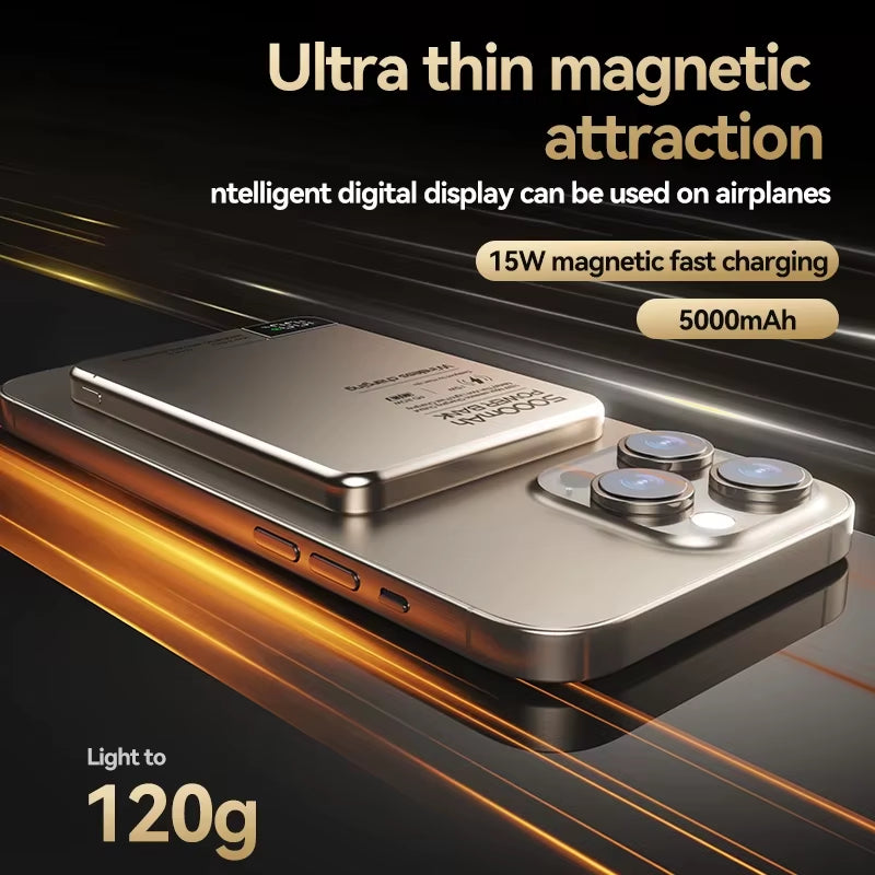 10000Mah Ultra-Thin Power Bank Magnetic Wireless Digital Display Fast Charging External Battery for Magsafe for Iphone