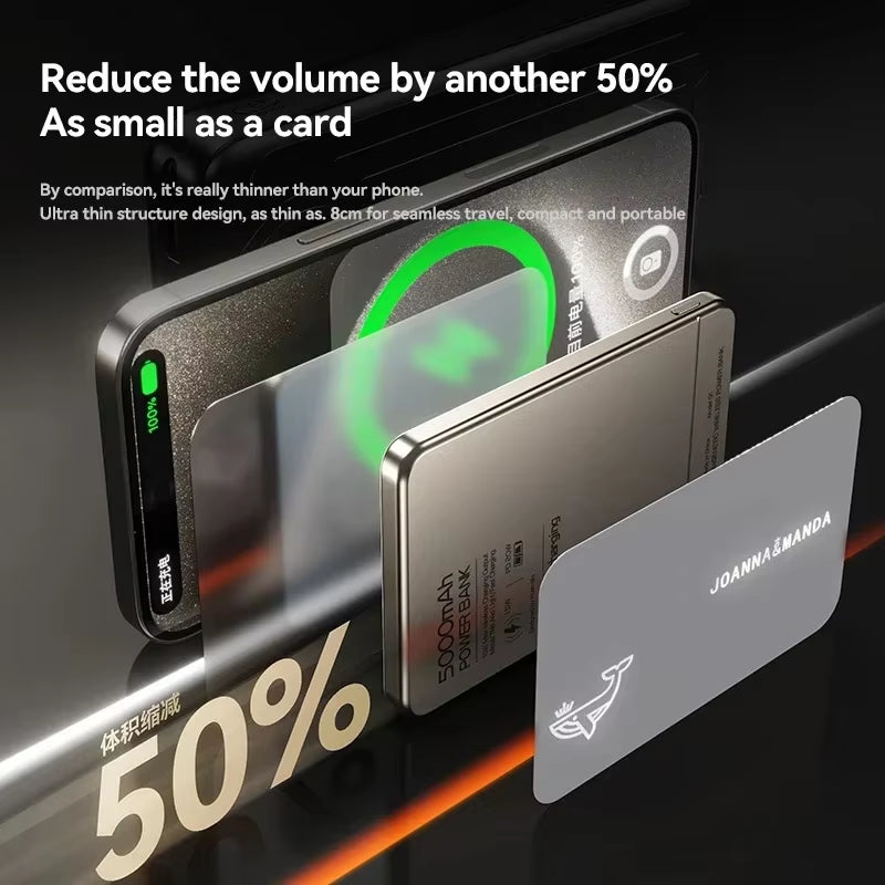 10000Mah Ultra-Thin Power Bank Magnetic Wireless Digital Display Fast Charging External Battery for Magsafe for Iphone